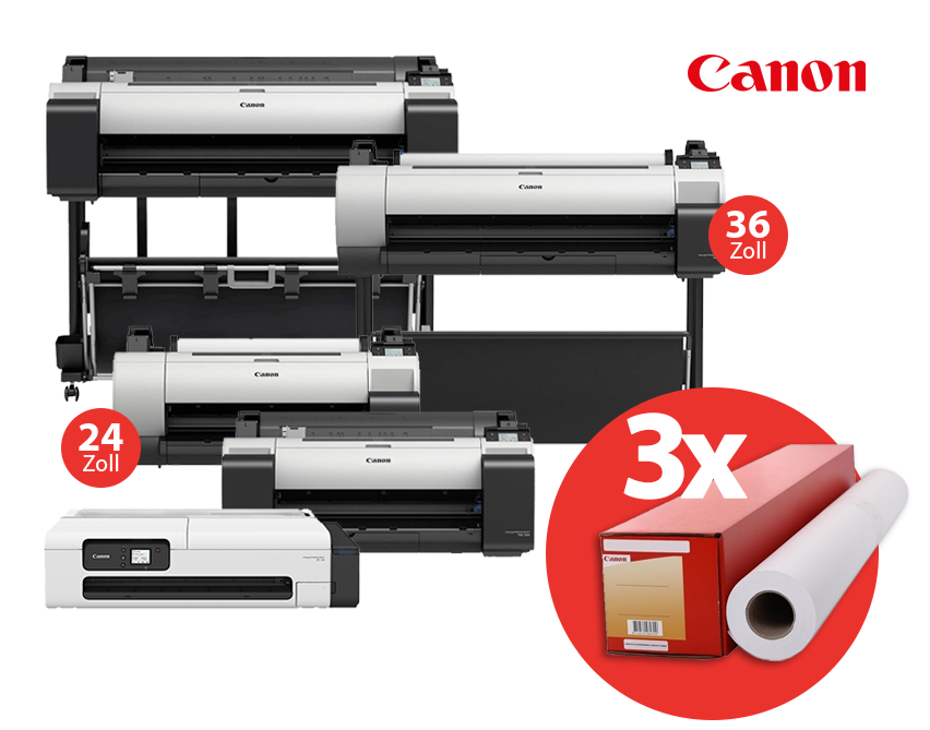 Canon Bundle Aktion - DesignJet Plotter plus drei Rollen Standard Papier